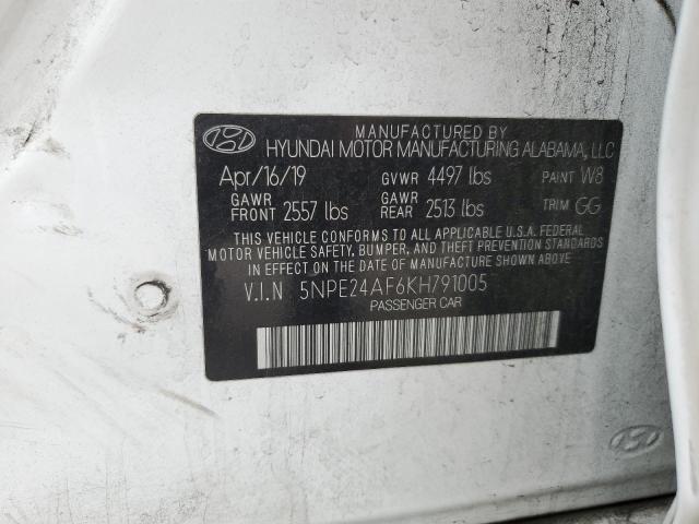 5NPE24AF6KH791005 - 2019 HYUNDAI SONATA SE Ağ foto 12