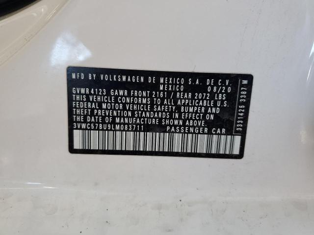 3VWC57BU9LM083711 - 2020 VOLKSWAGEN JETTA S WHITE photo 12