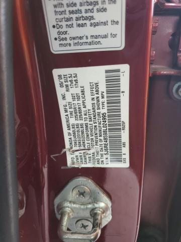 5J6RE48598L024995 - 2008 HONDA CR-V EX RED photo 13