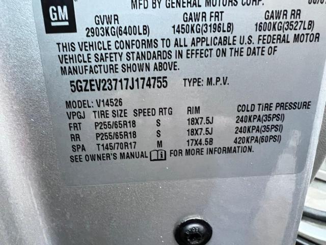 5GZEV23717J174755 - 2007 SATURN OUTLOOK XR ვერცხლისფერი ფოტო 10