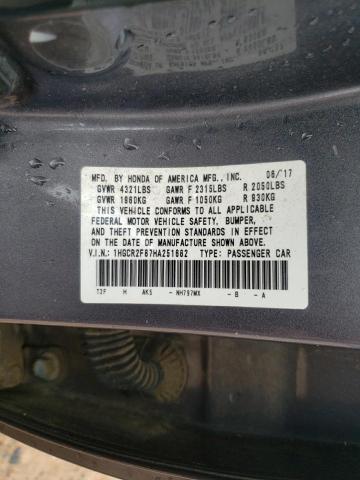 1HGCR2F87HA251682 - 2017 HONDA ACCORD EXL 灰色 照片 12