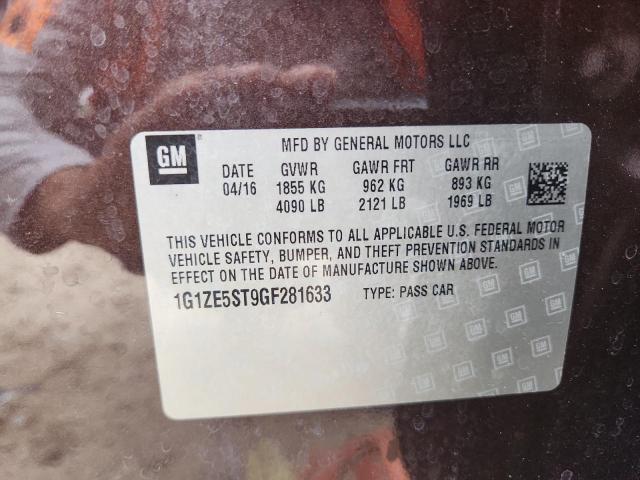 1G1ZE5ST9GF281633 - 2016 CHEVROLET MALIBU LT BURGUNDY photo 12