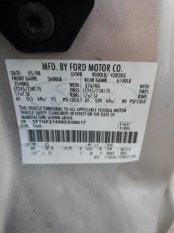 1FTNF21558EE08017 - 2008 FORD F250 SUPER DUTY GRAY photo 12