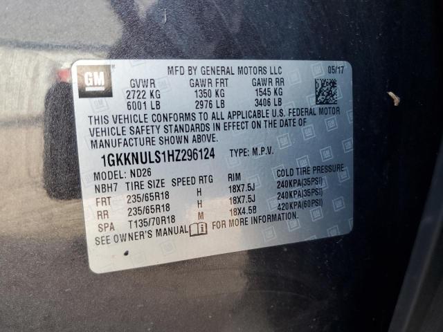 1GKKNULS1HZ296124 - 2017 GMC ACADIA SLT-1 CHARCOAL photo 13