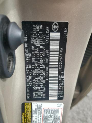 4T1BK36B35U036290 - 2005 TOYOTA AVALON XL GOLD photo 13