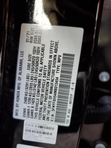 5FNYF8H54MB013454 - 2021 HONDA PASSPORT EXL BLACK photo 13