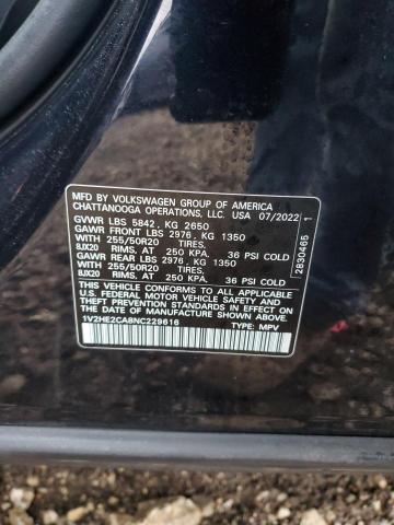 1V2HE2CA8NC229616 - 2022 VOLKSWAGEN ATLAS CROS SE Negro foto 12