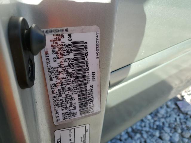 4T1BE32K23U140912 - 2003 TOYOTA CAMRY LE SILVER photo 12