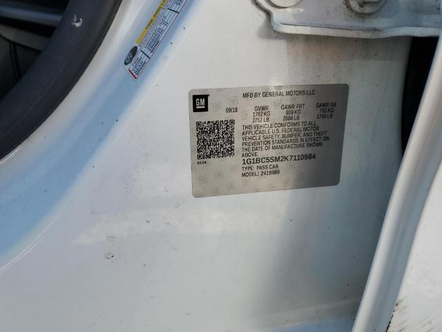 1G1BC5SM2K7110984 - 2019 CHEVROLET CRUZE LS Սպիտակ լուսանկար 12