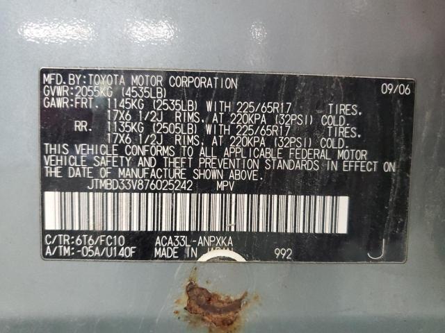 JTMBD33V876025242 - 2007 TOYT RAV4 BLUE photo 13