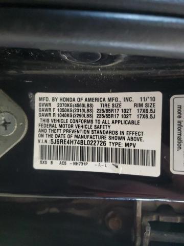 5J6RE4H74BL022726 - 2011 HONDA CR-V EXL BLACK photo 13