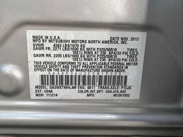 4A4AP3AU3EE015226 - 2014 MITSUBISHI OUTLANDER ES Gümüş foto 10