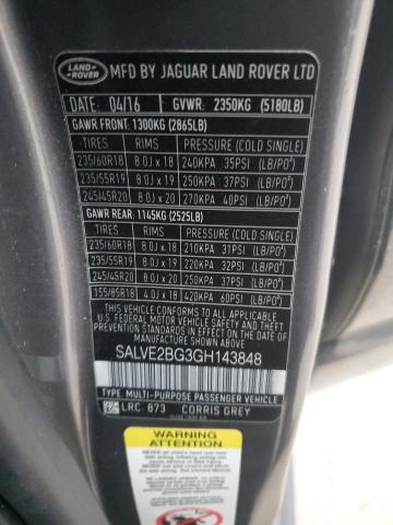 SALVE2BG3GH143848 - 2016 LAND ROVER RANGE ROVE AUTOBIOGRAPHY GRAY photo 13