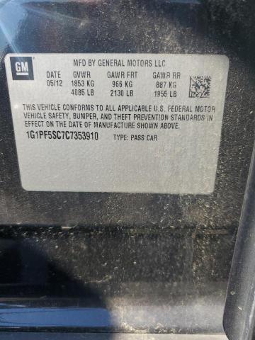 1G1PF5SC7C7353910 - 2012 CHEVROLET CRUZE LT შავი ფოტო 12