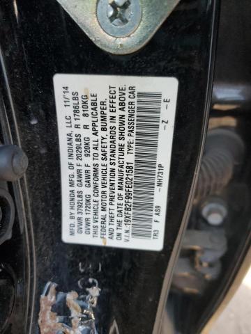 19XFB2F99FE021581 - 2015 HONDA CIVIC EXL შავი ფოტო 12