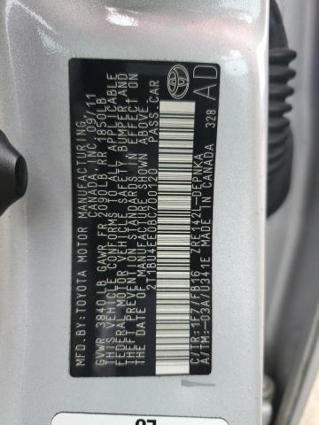 2T1BU4EE0BC700120 - 2011 TOYOTA COROLLA BASE 银色 照片 12