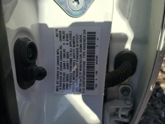 2HGFC2F5XGH573348 - 2016 HONDA CIVIC LX 白色 照片 12