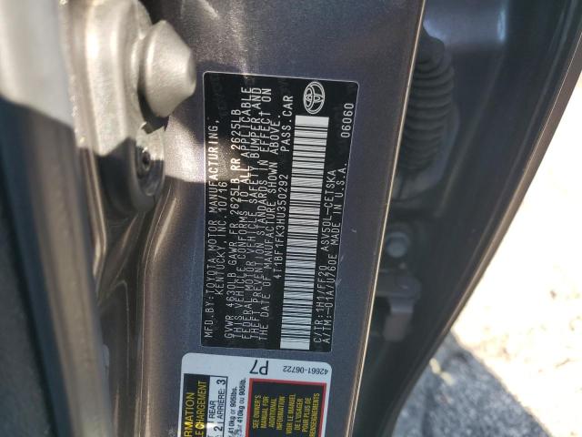 4T1BF1FK3HU350292 - 2017 TOYOTA CAMRY LE 灰色 照片 12
