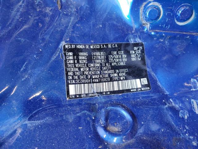 3CZRU6H14NM716829 - 2022 HONDA HR-V SPORT Niebieski zdjęcie 13