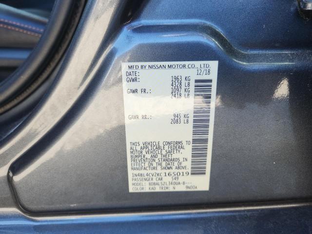 1N4BL4CV2KC165019 - 2019 NISSAN ALTIMA SR ნაცრისფერი ფოტო 12