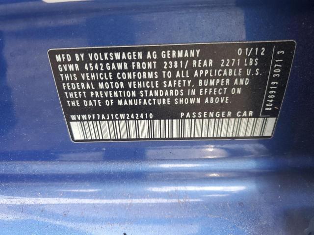 WVWPF7AJ1CW242410 - 2012 VOLKSWAGEN GOLF R 蓝色 照片 12