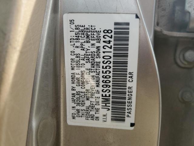 JHMES96655S012428 - 2005 HONDA CIVIC HYBRID ბეჟი ფოტო 13