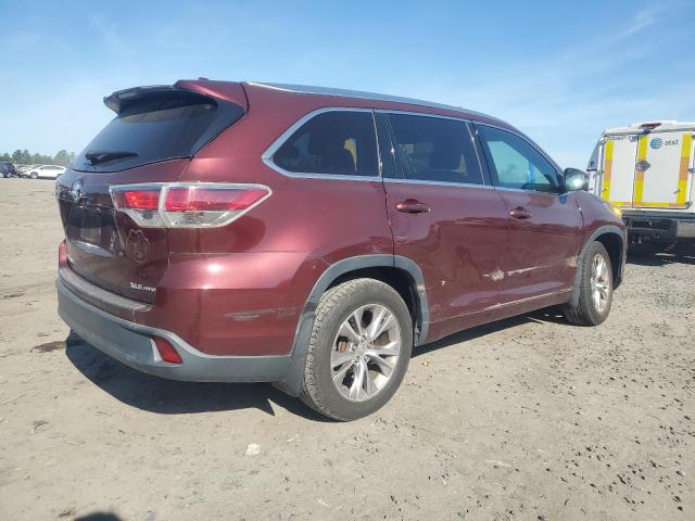 5TDJKRFH2FS134899 - 2015 TOYOTA HIGHLANDER XLE Бордовий фото 3
