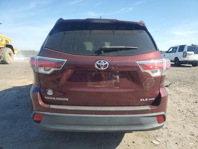 5TDJKRFH2FS134899 - 2015 TOYOTA HIGHLANDER XLE Бордовий фото 6