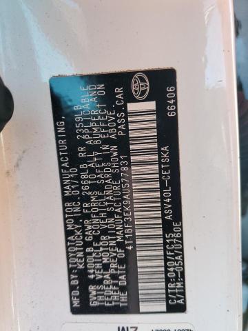 4T1BF3EK9AU577831 - 2010 TOYOTA CAMRY BASE WHITE photo 13