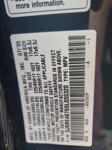 5J6RE48769L055320 - 2009 HONDA CR-V EXL შავი ფოტო 13