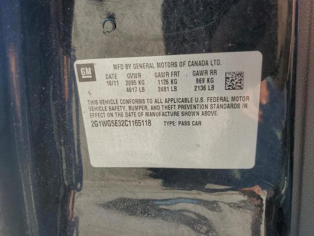 2G1WG5E32C1165118 - 2012 CHEVROLET IMPALA LT Qara foto 12