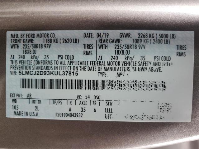 5LMCJ2D93KUL37815 - 2019 LINCOLN MKC SELECT 棕色 照片 13