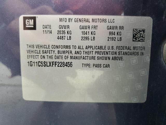 1G11C5SLXFF228456 - 2015 CHEVROLET MALIBU 1LT ლურჯი ფოტო 12