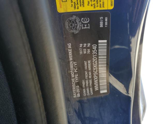 WMWXP5C5XG2D13540 - 2016 MINI COOPER BLUE photo 12