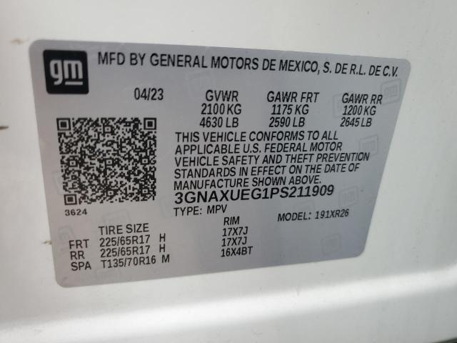 3GNAXUEG1PS211909 - 2023 CHEVROLET EQUINOX LT 白色 照片 14