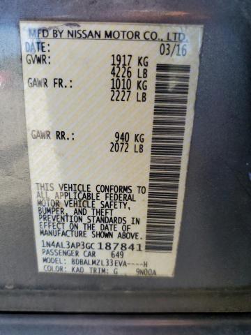 1N4AL3AP3GC187841 - 2016 NISSAN ALTIMA 2.5 GRAY photo 12