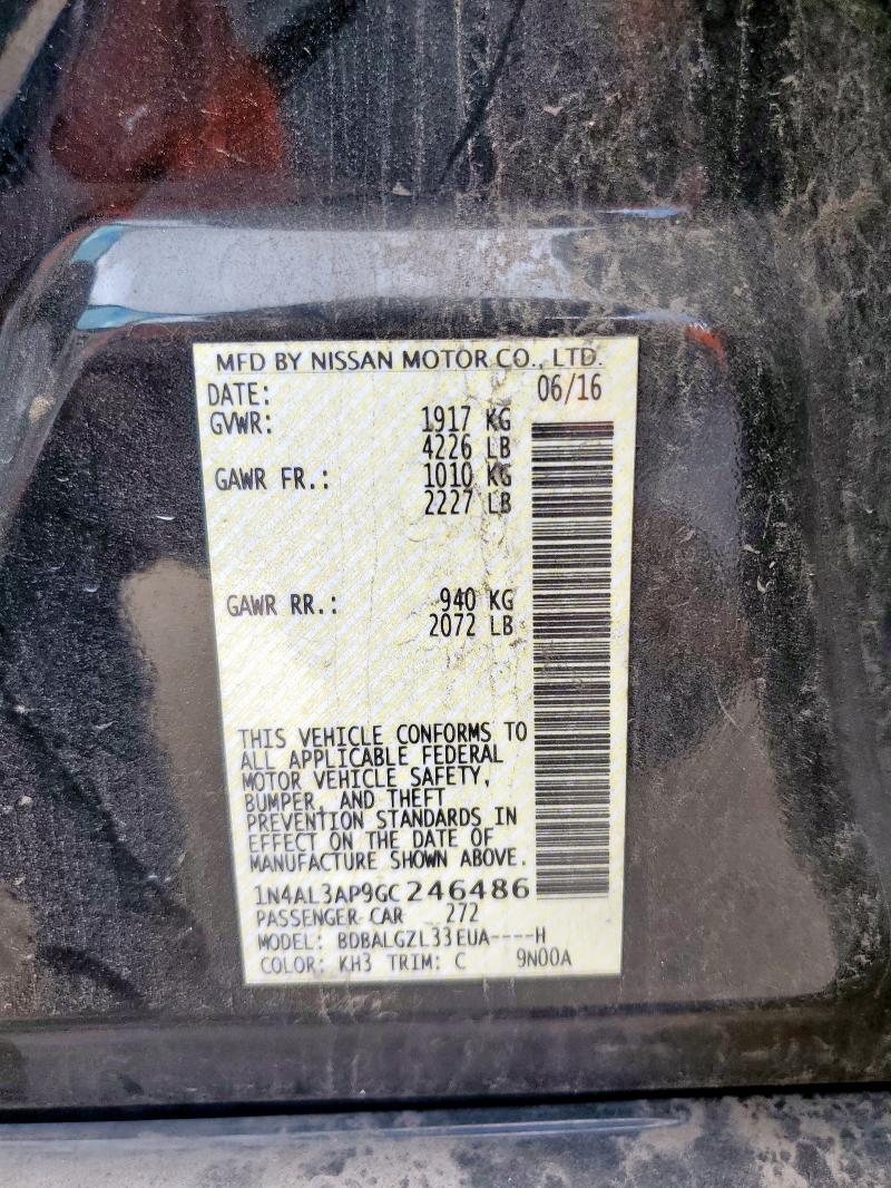 1N4AL3AP9GC246486 - 2016 NISSAN ALTIMA 2.5 黑色 照片 12