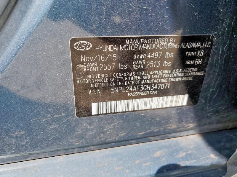 5NPE24AF3GH347071 - 2016 HYUNDAI SONATA SE 蓝色 照片 12