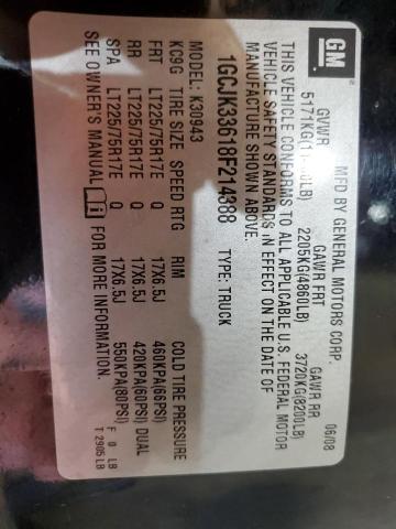 1GCJK33618F214388 - 2008 CHEVROLET SILVERADO K3500 BLACK photo 12