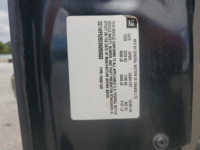 2G1WF52E039260822 - 2003 CHEVROLET IMPALA BLACK photo 12