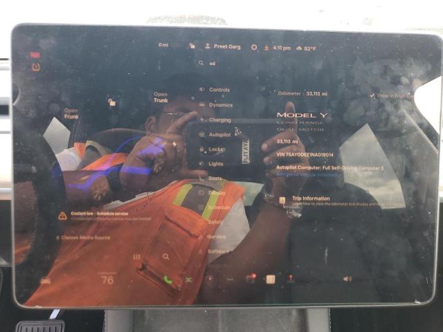 7SAYGDEE1NA019014 - 2022 TESLA MODEL Y WHITE photo 9