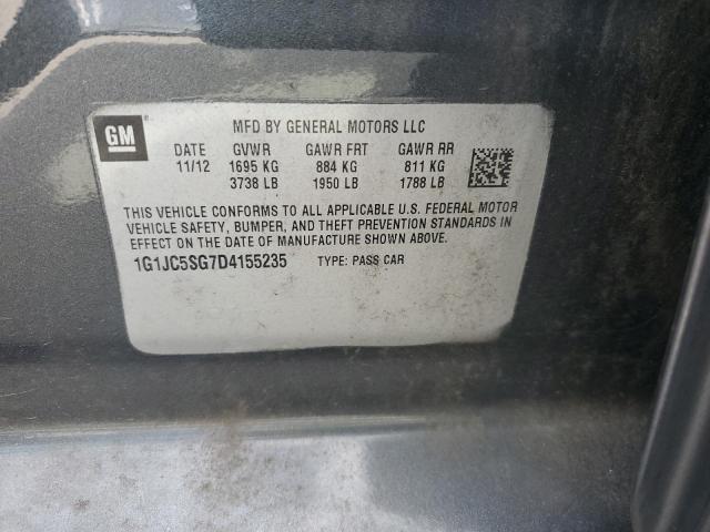 1G1JC5SG7D4155235 - 2013 CHEVROLET SONIC LT 灰色 照片 12