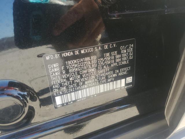 3CZRZ1H59RM740413 - 2024 HONDA HR-V SPORT Սև լուսանկար 13