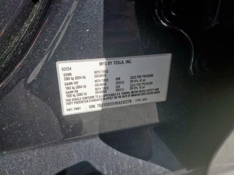 7SAYGDEE4RA242279 - 2024 TESLA MODEL Y Szary zdjęcie 13