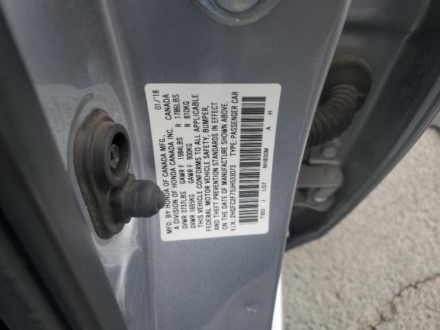 2HGFC2F75JH533073 - 2018 HONDA CIVIC EX Күміс фото 12