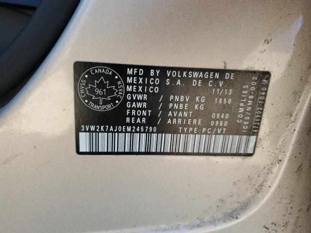 3VW2K7AJ0EM245790 - 2014 VOLKSWAGEN JETTA BASE 金色 照片 12