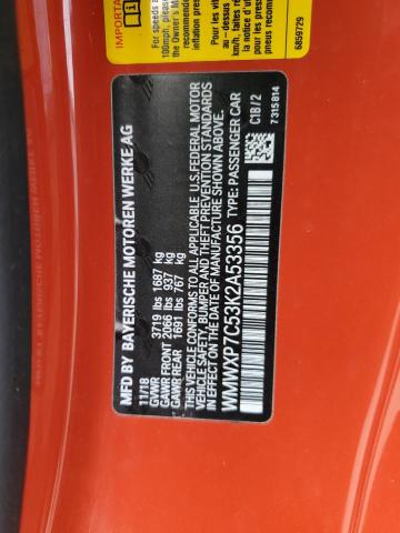 WMWXP7C53K2A53356 - 2019 MINI COOPER S ნარინჯისფერი ფოტო 12