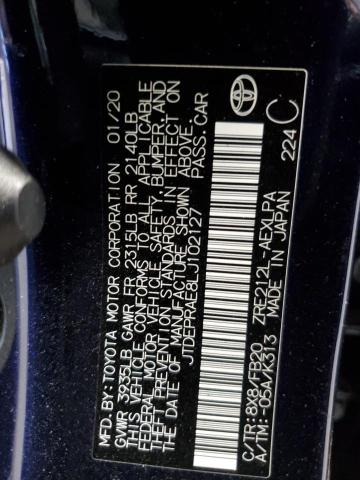 JTDEPRAE8LJ102127 - 2020 TOYOTA COROLLA LE BLUE photo 12