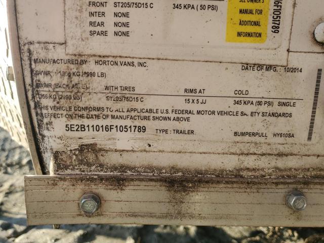 5E2B11016F1051789 - 2015 UTILITY TRAILER თეთრი ფოტო 10