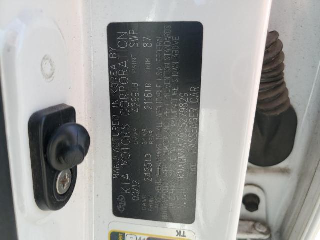 KNAGM4A79C5279829 - 2012 KIA OPTIMA LX WHITE photo 12